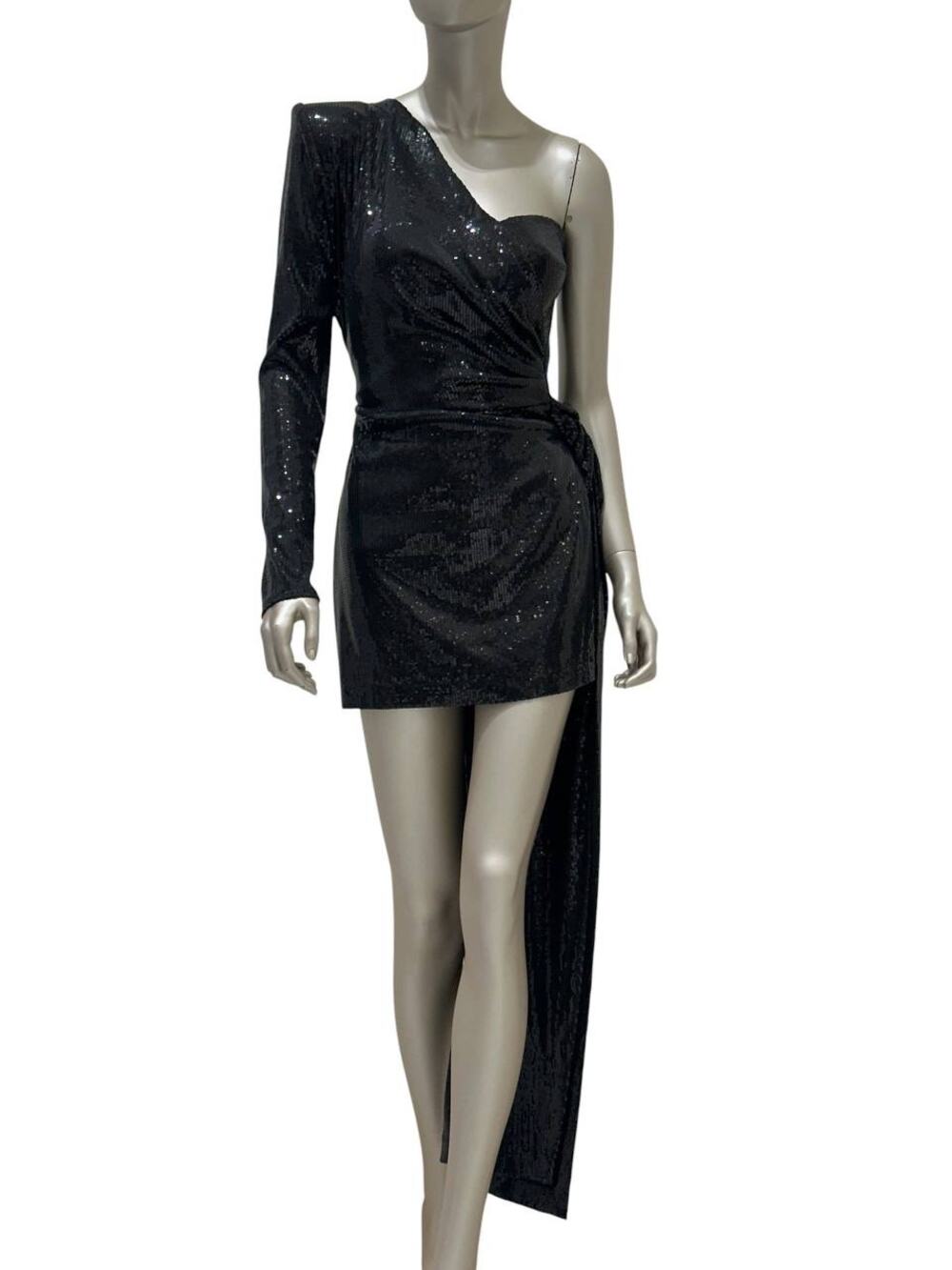 David Koma Ruched Asymmetric Sequin Mini Dress / Gown Sz.S